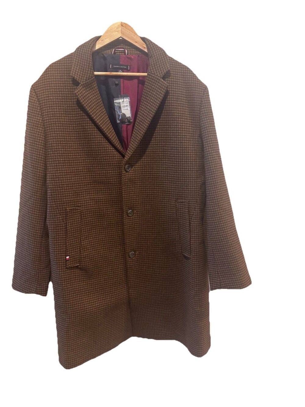 Tommy Hilfiger Mens Checked Wool blend peacoat Size XL